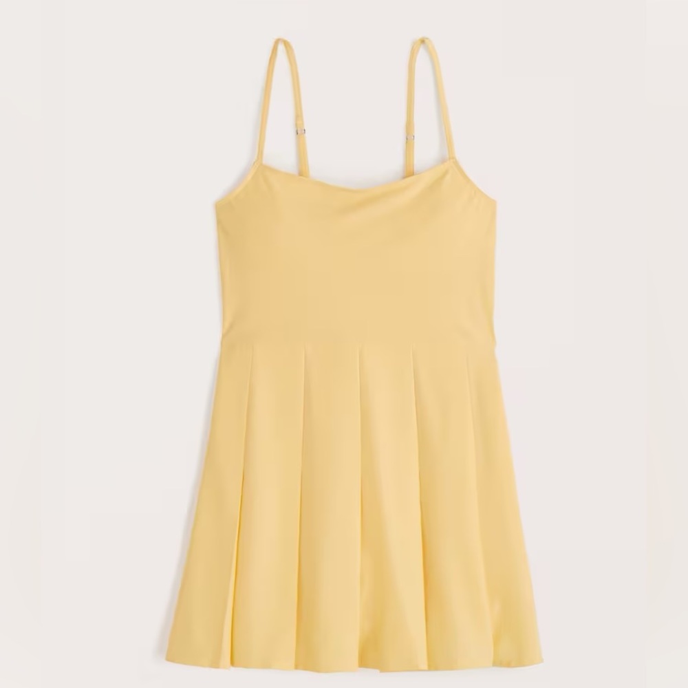 Abercrombie Pleated Traveler Mini Dress — Yellow